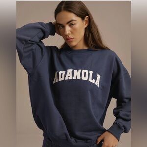 Adalona Varsity Oversized Sweatshirt - Washed Midnight Blue large